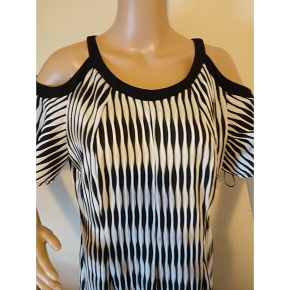 Danny & Nicole Black & White Aztec Cold Shoulder  Fit & Flare Dress Womens 16 - Picture 9 of 16